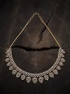 Kushal's Fashion Jewellery Copper Gold-Plated Cubic Zirconia Studded Necklace