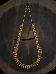 Kushal's Fashion Jewellery Copper Gold-Plated Cubic Zirconia Studded Antique Necklace