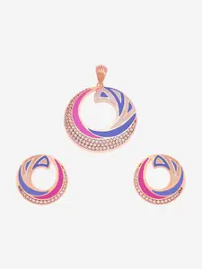 Kushal's Fashion Jewellery Mint Rhodium Gold-Embellished Bridal Party Zircon Pendant Set