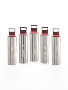 NIRLON Brown 5 Pieces Stainless Steel Solid Water Bottle 900 ml