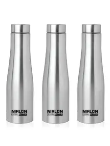 NIRLON Silver-Toned 3 Pieces Stainless Steel Water Bottle 1000 ml Each