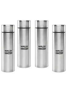 NIRLON Silver-Toned 4 Pieces Stainless Steel Solid Water Bottle 1 ltr