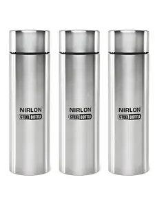 NIRLON Silver-Toned 3 Pieces Stainless Steel Water Bottle 1 L Each