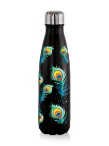 NIRLON Black Printed Stainless Steel Water Bottle 500 ml