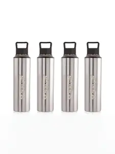 NIRLON Black 4 Pieces Stainless Steel Solid Water Bottles 900 ml