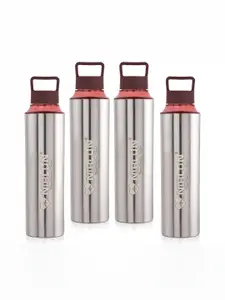 NIRLON Brown & Silver-Toned 4Pcs Stainless Steel Water Bottles 900ml Each
