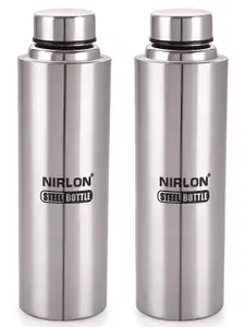 NIRLON Silver-Toned 2 Pieces Stainless Steel Solid Water Bottle 1l