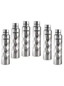 NIRLON Silver-Toned 6 Pieces Textured Water Bottle 1 L Each