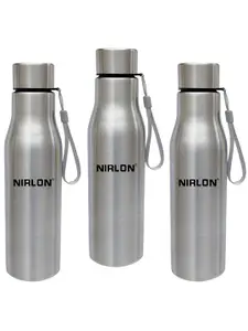 NIRLON Silver-Toned 3 Pieces Stainless Steel Solid Water Bottle 1L