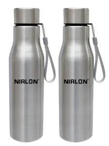NIRLON Silver-Toned 2 Pieces Stainless Steel Water Bottle 1 Ltr