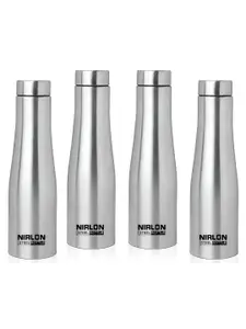 NIRLON Silver-Toned 4 Pieces Stainless Steel Solid Water Bottles 1 L