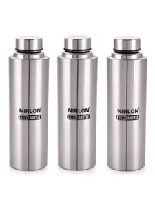 NIRLON Silver-Toned 3 Pieces Stainless Steel Water Bottle 1000 ml Each