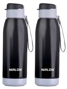 NIRLON Black 2 Pieces Stainless Steel Solid Water Bottle 750 ml
