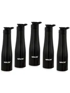 NIRLON Black 5 Pieces Stainless Steel Solid Water Bottle 1 L Each