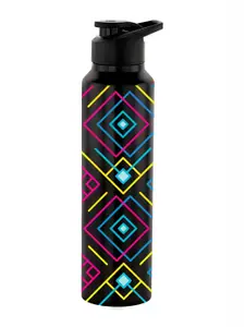 NIRLON Black & Blue Printed Stainless Steel Water Bottle 1 L