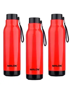 NIRLON Red & Black 3 Pieces Stainless Steel Water Bottle 480 ml