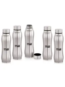 NIRLON Silver-Toned 5 Pieces Stainless Steel Solid Water Bottle 750 ml each