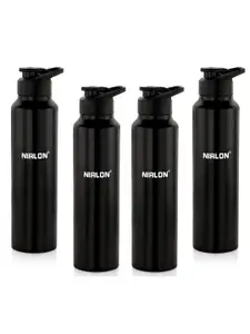 NIRLON Black 4 Pieces Stainless Steel Solid Water Bottle 1l