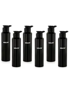 NIRLON Black 6 Pcs Single Wall Stainless Steel Solid Water Bottles 1 L