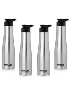 NIRLON Silver-Toned 4 Pieces Stainless Steel Water Bottle 1 Ltr