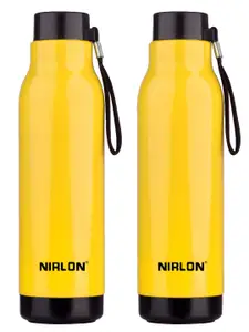 NIRLON Yellow & Black 2 Pieces Stainless Steel Water Bottle 480 ml