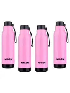 NIRLON Pink 4 Pcs Stainless Steel Water Bottle 480 ml