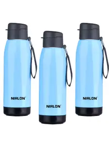 NIRLON Blue 3 Pcs Stainless Steel Hot & Cold Water Bottles 750 ML