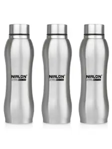 NIRLON Silver-Toned 3 Pieces Stainless Steel Water Bottle 750 ml