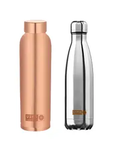 USHA SHRIRAM Copper Toned & Silver Toned 2 Pieces Double Wall Vacuum Water Bottles 950