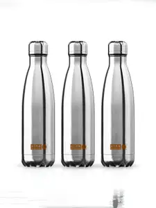USHA SHRIRAM Silver Toned 3 Pcs Double Wall Vacuum Stainless Steel Water Bottles 500 ml