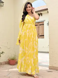 Ziva Fashion Floral Printed Georgette Maxi Dress