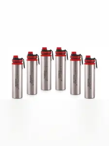 NIRLON Silver-Toned 6 Pieces Water Bottles 900 ml Each