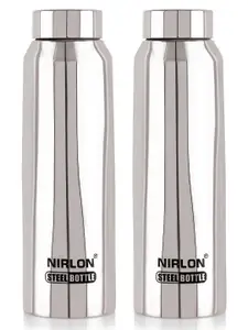 NIRLON Silver-Toned 2 Pieces Stainless Steel Solid Water Bottle 1 L