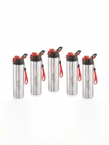 NIRLON Silver-Toned 5 Pieces Stainless Steel BPA Free Water Bottle 900ml