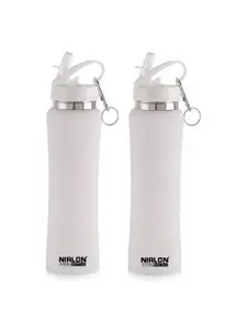 NIRLON Red & White 2 Pieces Stainless Steel Solid Water Bottle 750 ml