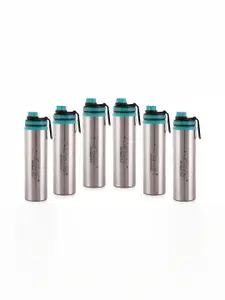 NIRLON Eco Star Silver-Toned 6 Pieces Stainless Steel Solid Water Bottles 900ml Each