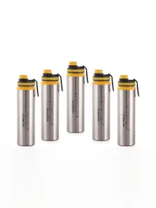 NIRLON Silver-Toned 5 Pieces Stainless Steel Leak Proof Water Bottle 900 ml