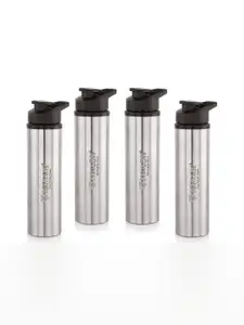 NIRLON Silver-Toned 4 Pieces Stainless Steel Solid Water Bottle 900 ml
