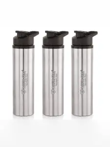 NIRLON Silver-Toned 3 Pieces Stainless Steel Water Bottle 900 ml