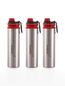 NIRLON Silver-Toned 3 Pieces Stainless Steel Solid Water Bottle 900ml