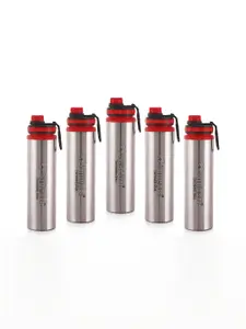 NIRLON Silver-Toned 5 Pieces Stainless Steel BPA Free Water Bottle 900ml