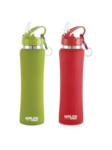 NIRLON Green & Pink 2 Pcs Stainless Steel Water Bottle 750 ml
