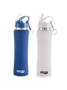 NIRLON Blue & White 2 Pcs Stainless Steel Water Bottles 750 ML