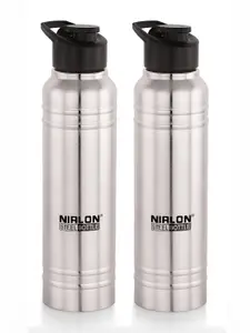 NIRLON Silver-Toned 2 Pieces Stainless Steel Solid Water Bottle 1L