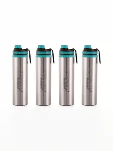 NIRLON Silver-Toned 4 Pieces Stainless Steel Solid Water Bottle 900 ml