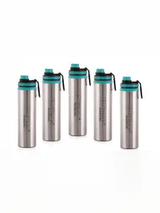 NIRLON Eco Star Silver Toned & Green 5 Pieces Stainless Steel Sippers 900 ml Each