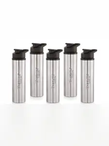 NIRLON Silver-Toned 5 Pieces Stainless Steel Water Bottle 900 ml