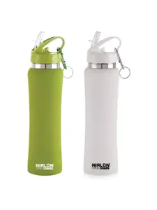 NIRLON Green & White 2 Pieces Stainless Steel Sipper Water Bottle 750 ml