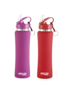NIRLON Purple 2 Pieces Stainless Steel Water Bottles 750 ml Each