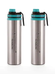 NIRLON Silver-Toned 2 Pieces Stainless Steel Solid Water Bottle 900ml